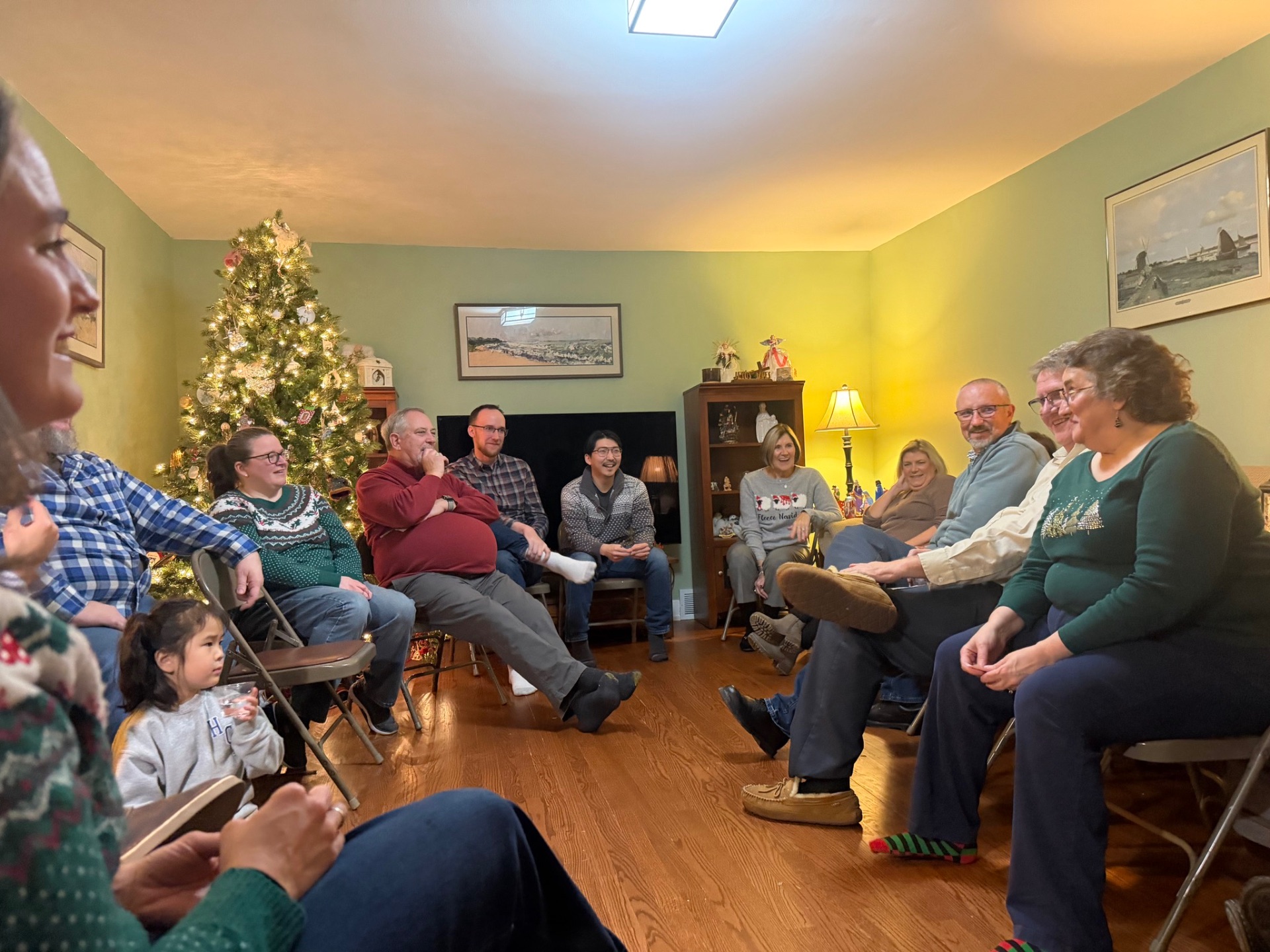 Small group gathering in a home